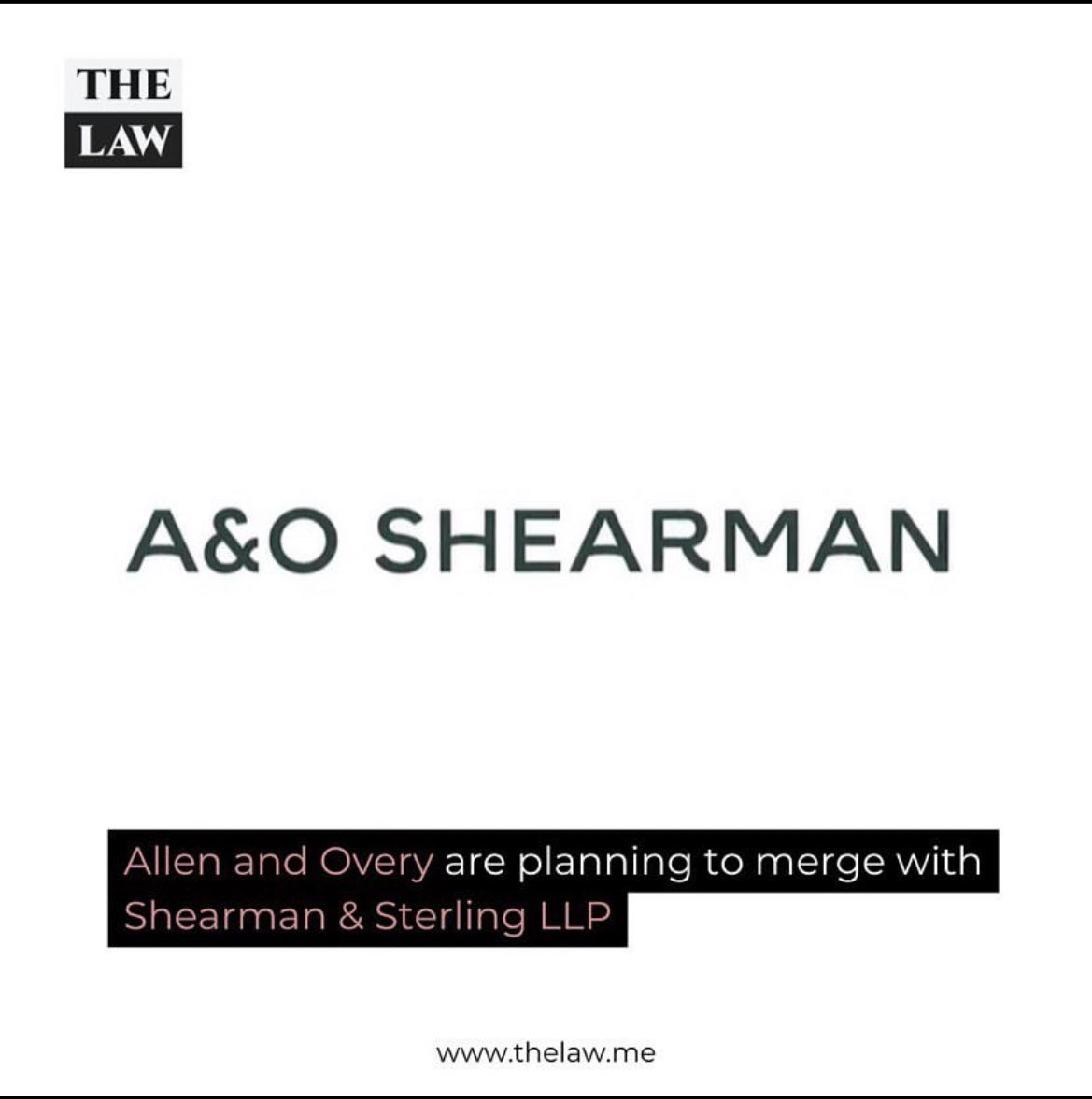 TheLaw_LLC's tweet photo. Allen &amp; Overy and Shearman &amp; Sterling LLP are planning to merge to form Allen Overy Shearman Sterling (A&amp;O Shearman).

#TheLaw #TheLawGossips #LawTalks #TheLawyersAdvocates https://t.co/cpusovL19S