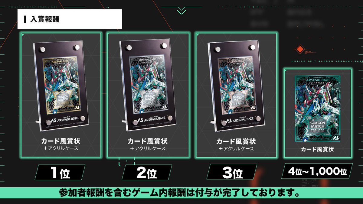 シーズン大会 2/2】 上位3位までにランクインした指揮官様には「カード 