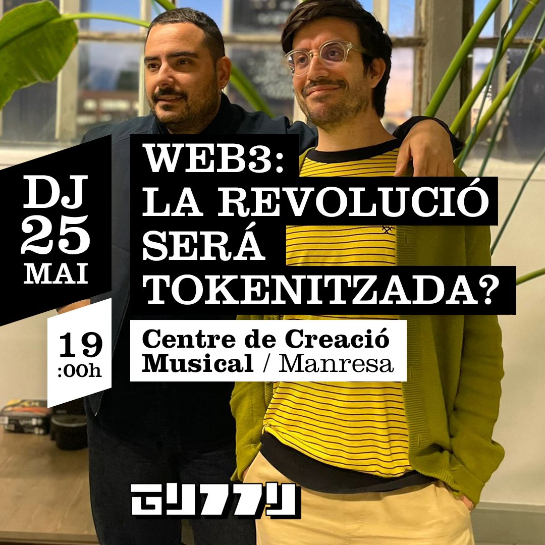 CMusicaManresa's tweet photo. Aquest dijous tornem amb nova sessió a Casa de la Música Manresa. Aquest 25 de maig a partir de les 19.00 hores, ens visiten Frankie Pizá i Arnau Sabaté per parlar-nos sobre web3 i el seu projecte Guzzu 💻

Us heu apuntat ja a aquest taller gratuït?🔗 https://t.co/qeYXamprLL https://t.co/X0nQkobqmf