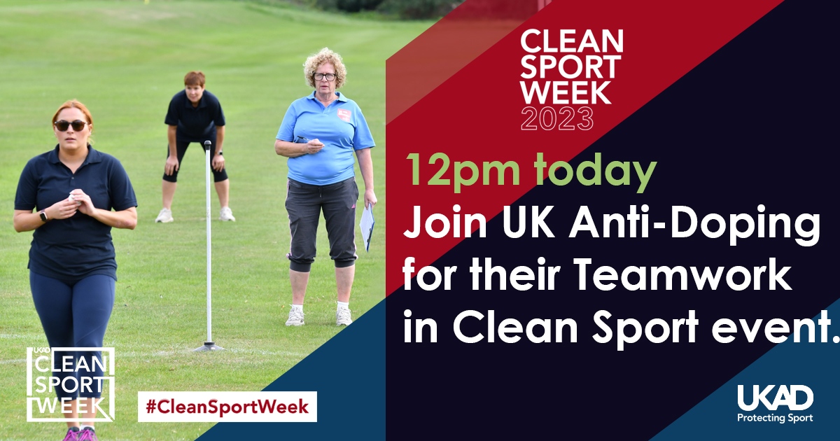 Reminder to join the Clean Sport Week webinar today, starting at 12pm

Click here to register: eventbrite.co.uk/e/teamwork-in-…