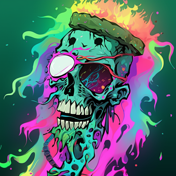 DegenToast's tweet photo. Here is my first attempt at some art inspired for the latest competition for one of the 12! The awesome project @ToxicSkullsClub with their strong community, epic art and great leadership. This is my idea if there were TSC overloads. The 4 pulling the strings 👀
#TSCcreative https://t.co/QAwAU6FvHh