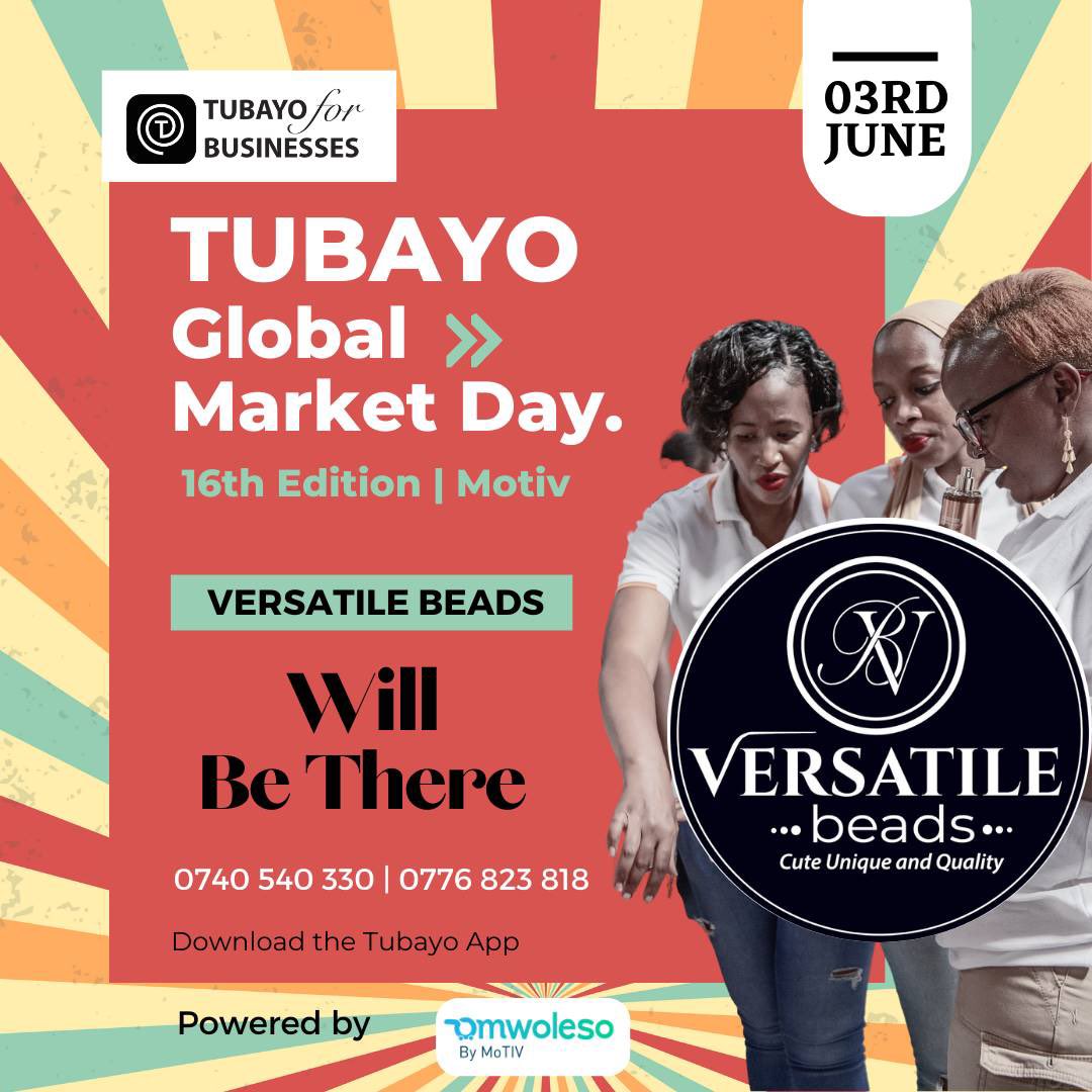 Guess who’s back for the #Tubayomarketday ? 

It’s non other than @Versatile_beads ,brace yourselves for this edition 

Join us to be on the 3rd June using the link forms.gle/JYrLu8dxydCWXn… to be part of this extraordinary event !