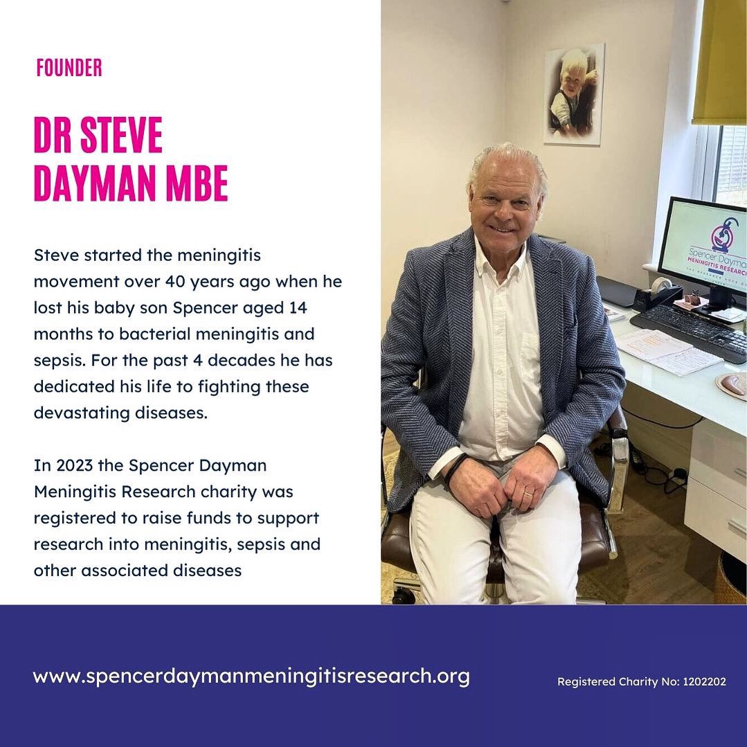 SDMeningitis's tweet photo. Steve started the meningitis movement over 40 years ago when he lost his baby son Spencer aged 14 months, to bacterial meningitis and sepsis. For the past 4 decades he has dedicated his life to fighting these devastating diseases.

#charity #meningitis https://t.co/i5XFuDhFWs