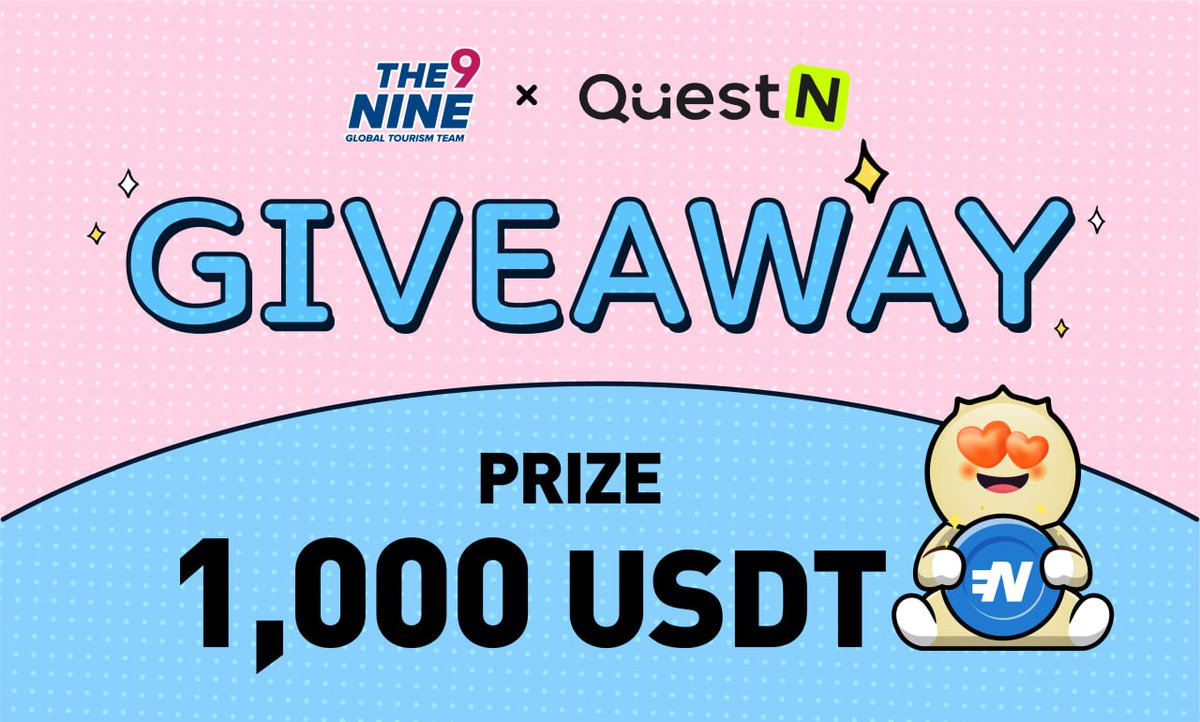 CryptoEarning17's tweet photo. 🎉 THE9 x QuestN USDT #Airdrop Event 

🎁 Total Prize : 1,000 USDT
🏆 500 WInners

📅 Period : May 22th 13:30 ~ June 30th 13:30 ( UTC ) 

MUST:
1️⃣Follow 
@THE9mileage

2️⃣RT🔄Like❤️Tag 3 friends
3️⃣event👇https://t.co/444QCqKP6q https://t.co/0QGtgjcxKI