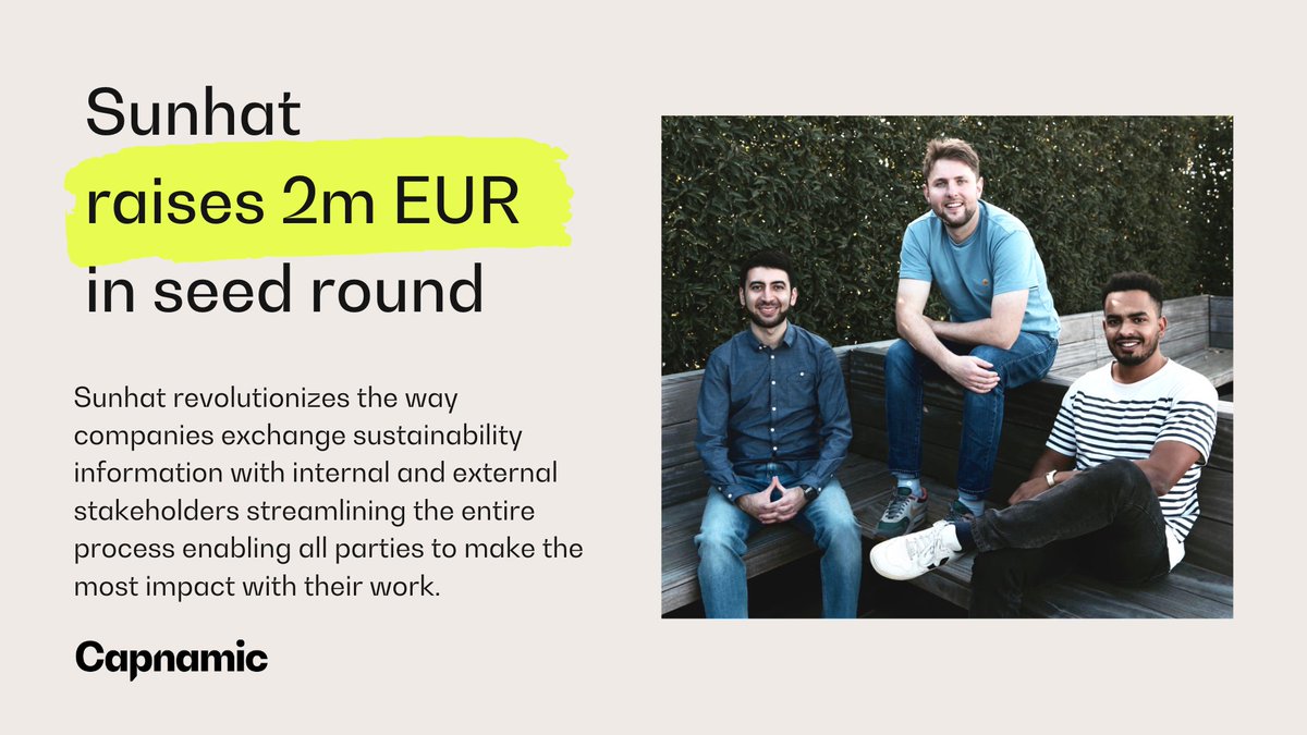 ☀️ PORTFOLIO NEWS: We've invested in Sunhat and are excited to support them on their mission to revolutionize the way companies exchange sustainability information with their internal and external stakeholders. Read more here: getsunhat.com/blog/software-…
#capnamic #sustainability
