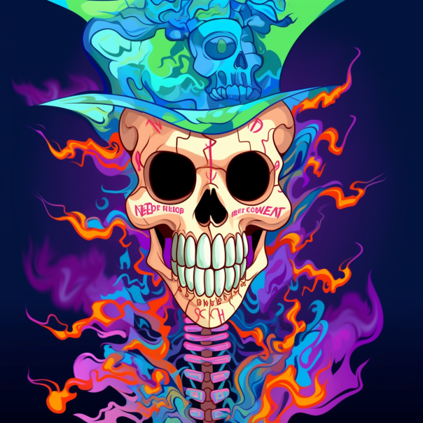 DegenToast's tweet photo. Here is my first attempt at some art inspired for the latest competition for one of the 12! The awesome project @ToxicSkullsClub with their strong community, epic art and great leadership. This is my idea if there were TSC overloads. The 4 pulling the strings 👀
#TSCcreative https://t.co/QAwAU6FvHh