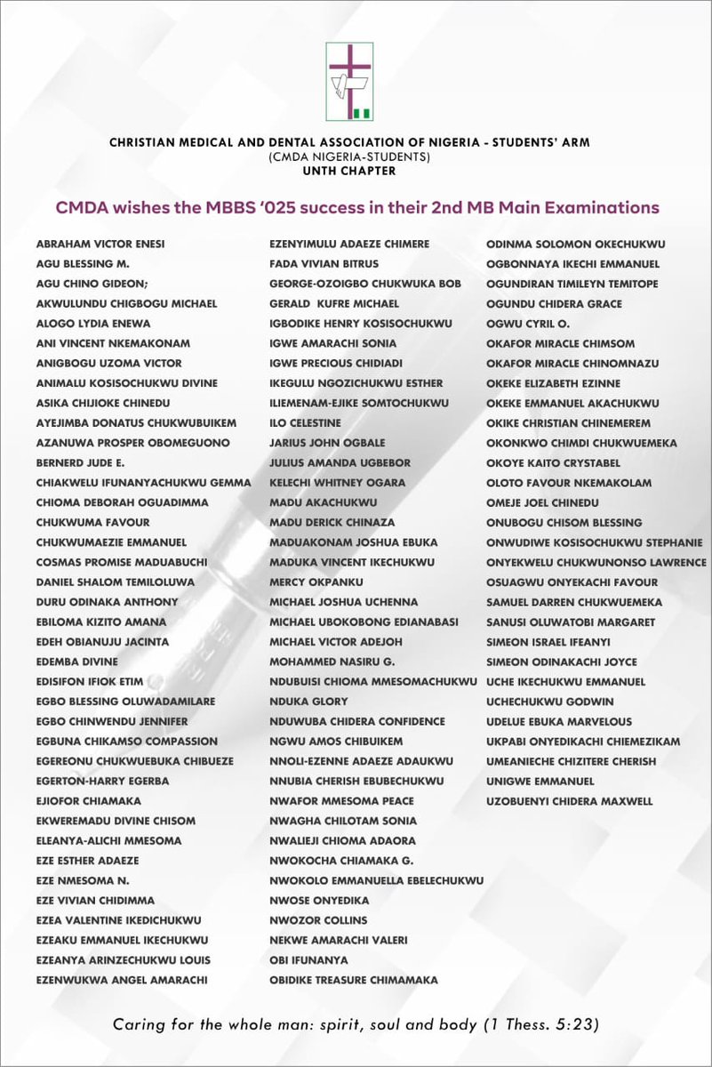 cmda_unth's tweet photo. Dear 025
God has gone before you.
๐๐ He holds your hand to write and gives you an exceptional ability to reason.
Gods grace, we await your testimony๐ฅณ
#2ndMB #Professionalexam #cmda #may #main https://t.co/D6jiPqilhR