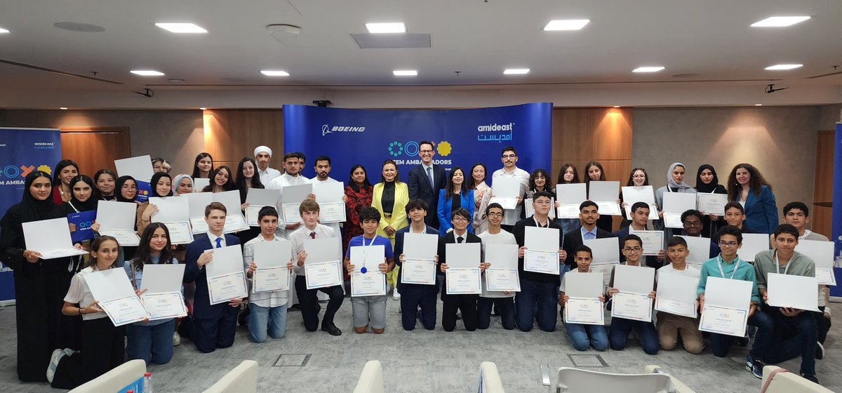 Congratulations to the 48 STEM Ambassadors in the UAE! We're proud to have been part of your journey.🚀✨ 
A big shoutout to <a href="/AMIDEASTuae/">Amideast/UAE</a> for managing the program from the start up to graduation.
#STEM #FutureLeaders #Sustainability #Aerospace