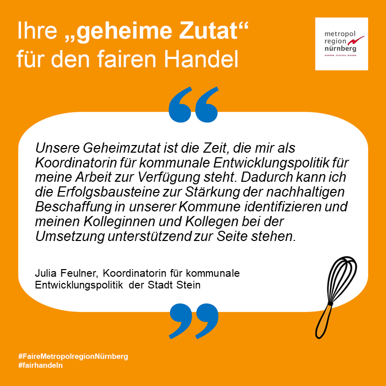 MetropolregionN's tweet photo. So fair ist die Metropolregion Nürnberg - Die Stadt Stein verrät uns ihre "geheime Zutat" für den fairen Handel anlässlich der Titelerneuerung der Fairen Metropolregion.
#FaireMetropolregionNuernberg #fairhandeln
@Fairtrade_DE https://t.co/k4i4R4jCaC