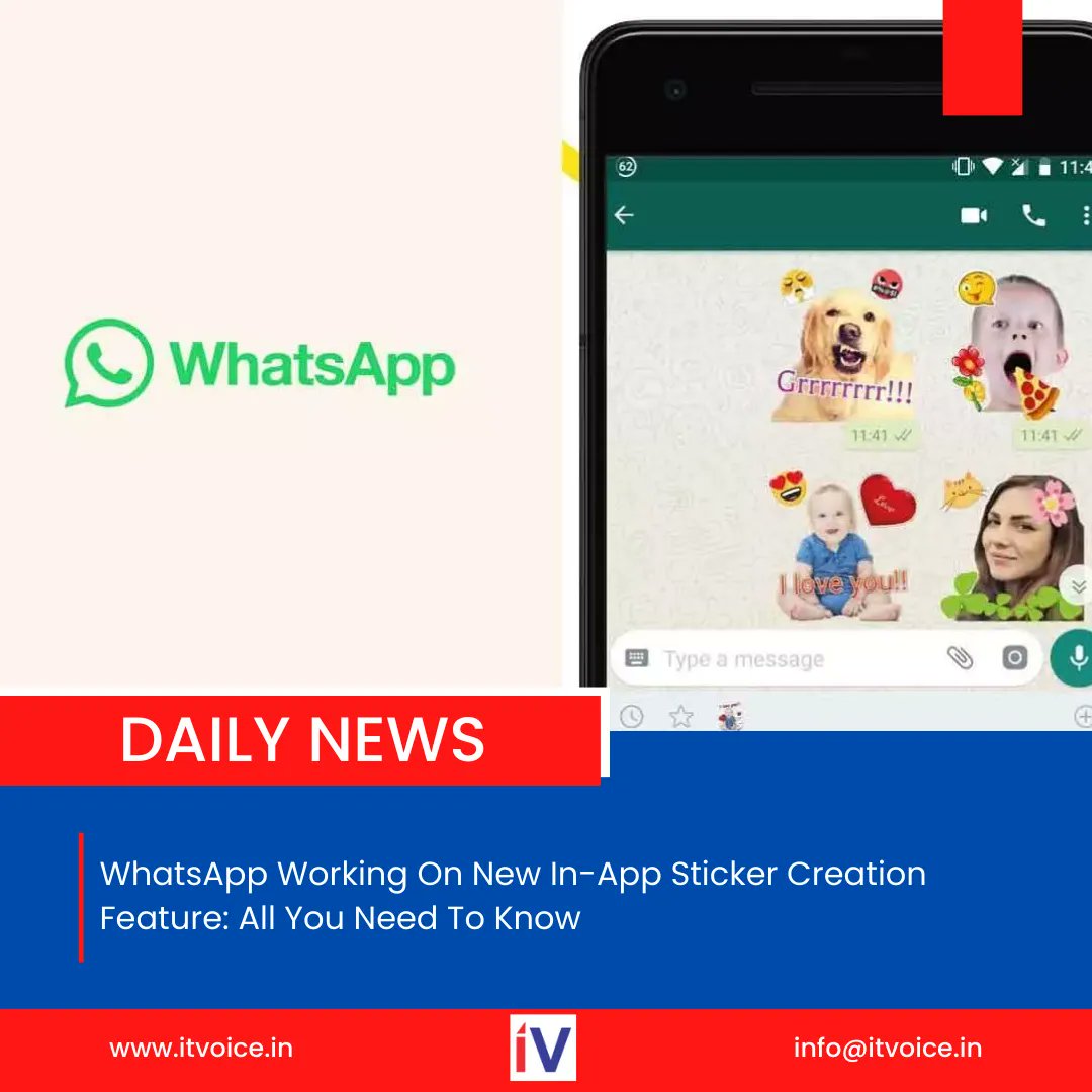 itvoice's tweet image. WhatsApp is reportedly developing a new feature that will allow users to create stickers directly within the app, eliminating the need for third-party applications. 

#WhatsApp #StickerCreation #InAppFeature #iOS #MessagingApp #Meta #TestFlight #WABetaInfo  #TechUpdates