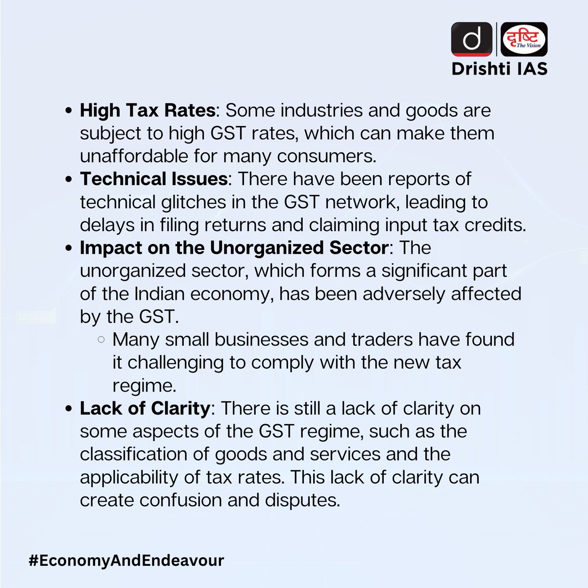 Economics is as much about human resources and development as about capital, market and finance. Hone your reasoning skills by learning more about #EconomyAndEndeavour! 
 
#DrishtiGuideToGS #Economy #IndianEconomy #GST #Tax #UPSC #IAS #CSE #PCS #DrishtiIAS #DrishtiIASEnglish