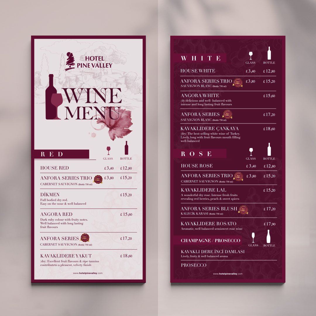 adcatwork's tweet photo. Sosyal medya ve marka yönetimini üstlendiğimiz @thepinevalleyhotel için hazırlanan şarap menü tasarımı 🍷 

•Bilgi ve İletişim için:
☎️ 0 (546) 100 91 07

📩 hello@adcatwork.com

#antalyareklam #antalyareklamajansı #antalyasosyalmedyaajansı #antalyaturkey #antalya https://t.co/uqcLTEBSEr