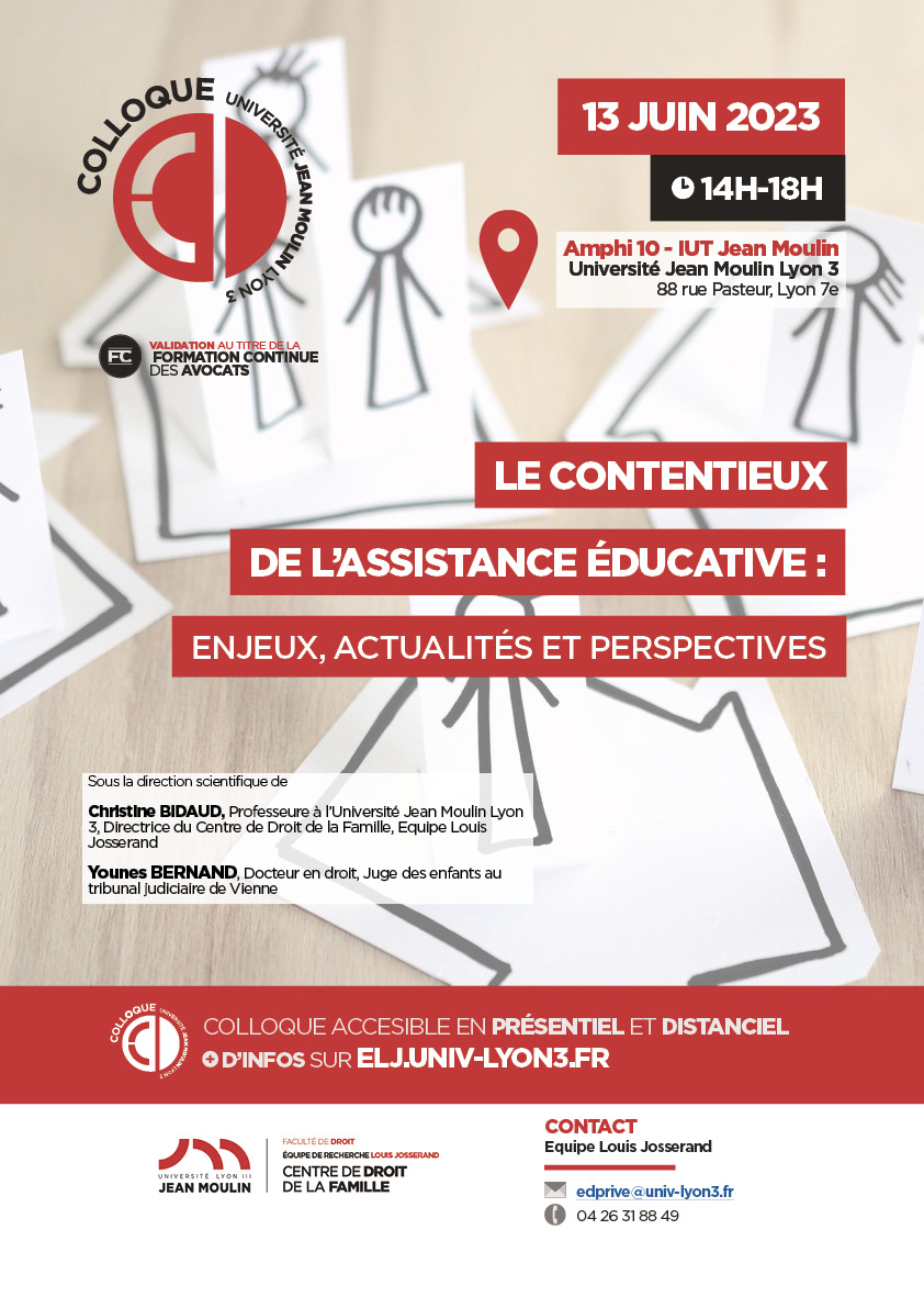 🚨 [SAVE THE DATE]  : rendez-vous le 13 juin prochain, de 14h à 18h, pour notre colloque sur le contentieux de l'assistance éducative !

➕  d'infos et inscriptions : elj.univ-lyon3.fr/colloque-le-co…