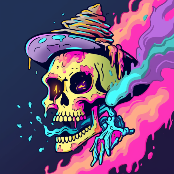 Here is my first attempt at some art inspired for the latest competition for one of the 12! The awesome project <a href="/ToxicSkullsClub/">Toxic Skulls Club</a> with their strong community, epic art and great leadership. This is my idea if there were TSC overloads. The 4 pulling the strings 👀
#TSCcreative