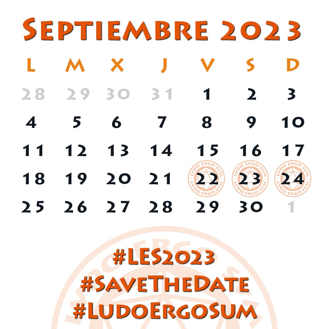 J_Ludoergosum's tweet photo. Las XIV Jornadas Lúdico-Solidarias #LudoErgoSum se celebrarán los días 22, 23 y 24 de septiembre de 2023 en el Centro Deportivo Municipal de Aluche, Madrid. 📢

 ¡Repetimos la ubicación de 2017, 2018 y 2022! ✔️✔️✔️

 ¿Vais a venir a las #LES2023? 🧡 

#PleaseRT #savethedate https://t.co/Lvsep4jC6A