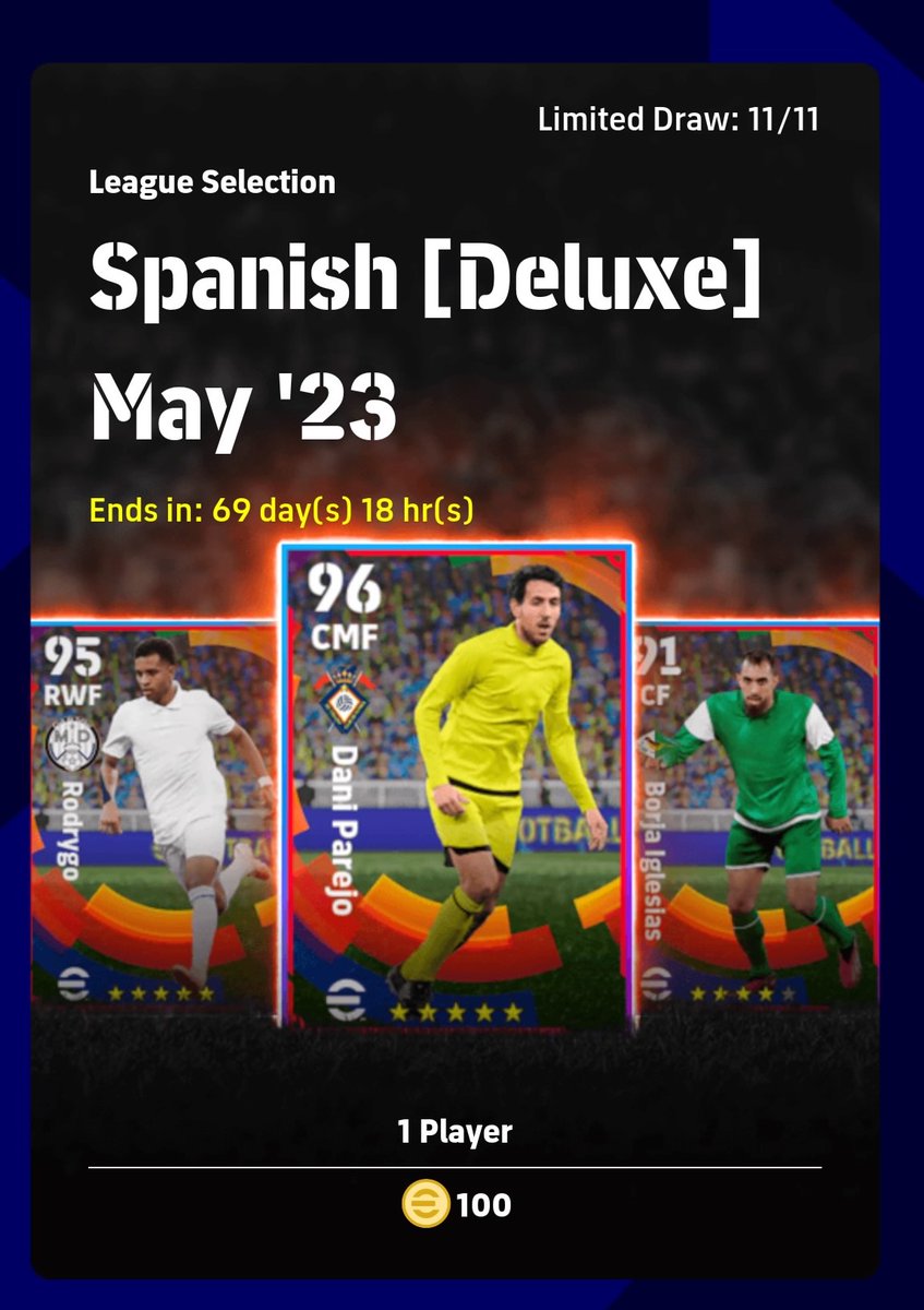 Mire_zockt's tweet photo. Monday Update!!!

League Selection: Spanish [Deluxe] 🇪🇸🇪🇸🇪🇸 oleeee 😎😼

#eFootball2023 l #eFootball l #efoHeros l #efootball23l #dreamteam
#Epic #BigTime #POTW #ShowTime #Season5 #ClubSelection #LeagueSelection https://t.co/4mdtnvlVUv