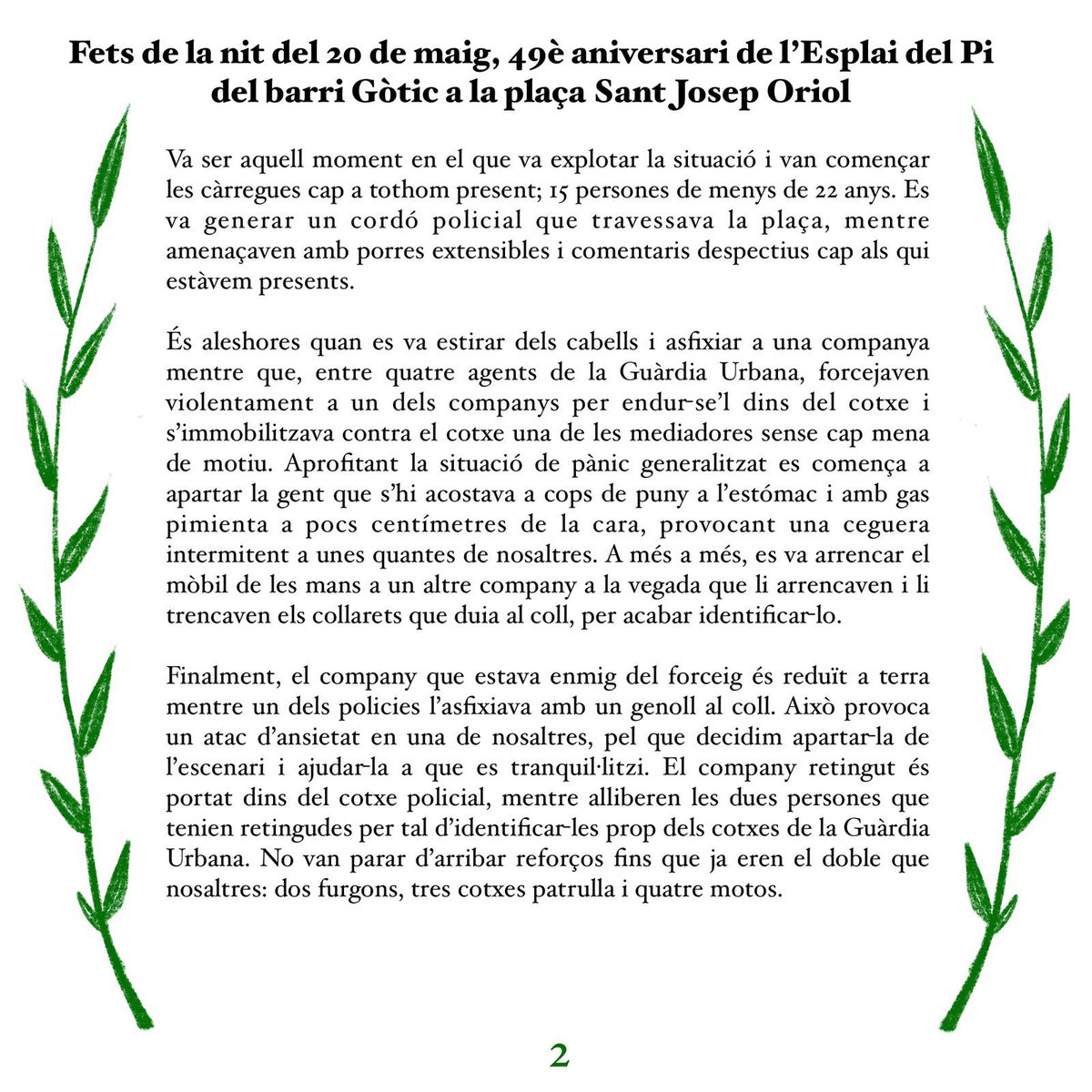 aeermessenda's tweet photo. 📣 Davant els fets succeïts el passat dissabte 20 de maig a la nit, fem aquesta denúnicia pública reivindicant els nostres drets 

Molta força a les companyes detingudes! ✊🏽✊🏽 https://t.co/igYJAJusbx