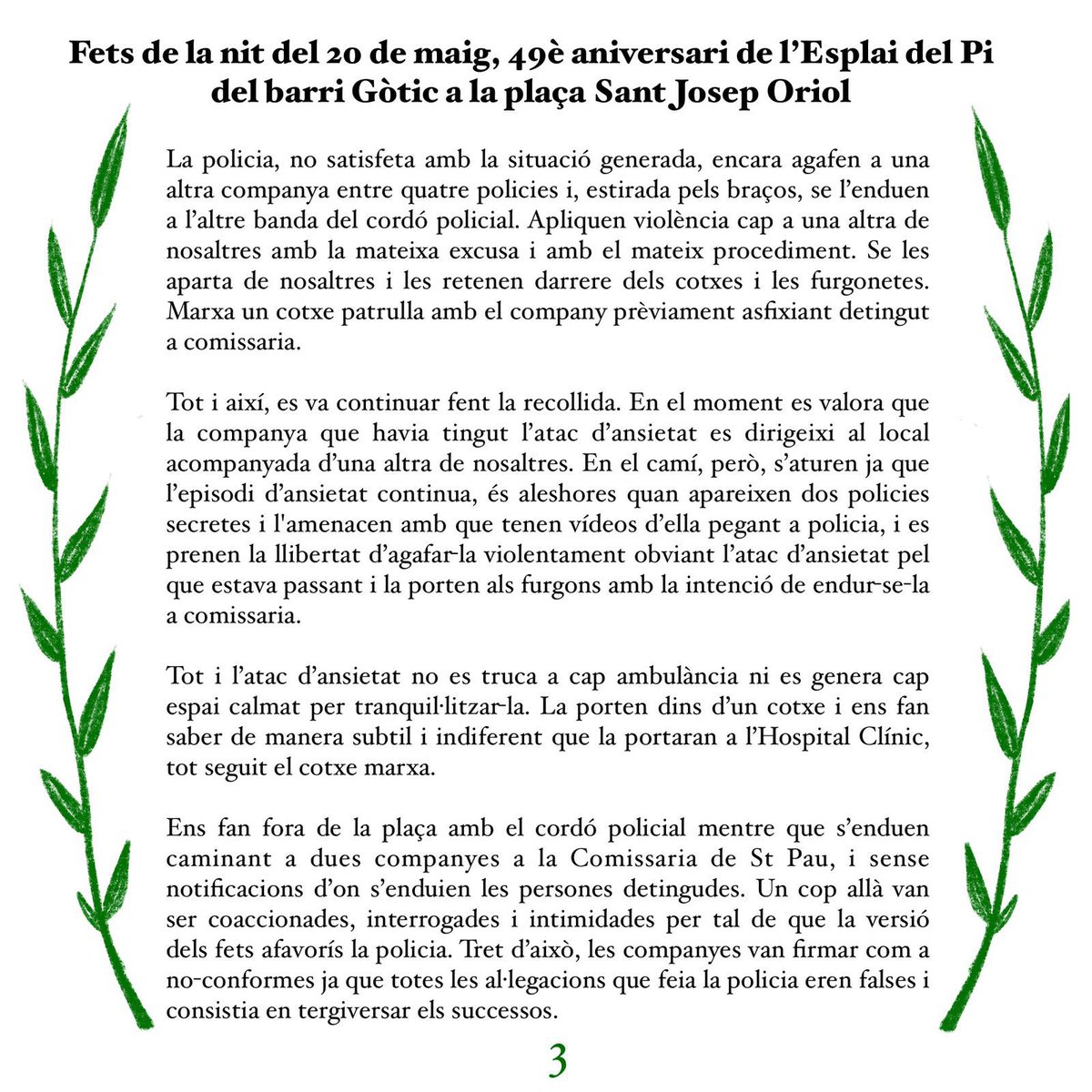 aeermessenda's tweet photo. 📣 Davant els fets succeïts el passat dissabte 20 de maig a la nit, fem aquesta denúnicia pública reivindicant els nostres drets 

Molta força a les companyes detingudes! ✊🏽✊🏽 https://t.co/igYJAJusbx