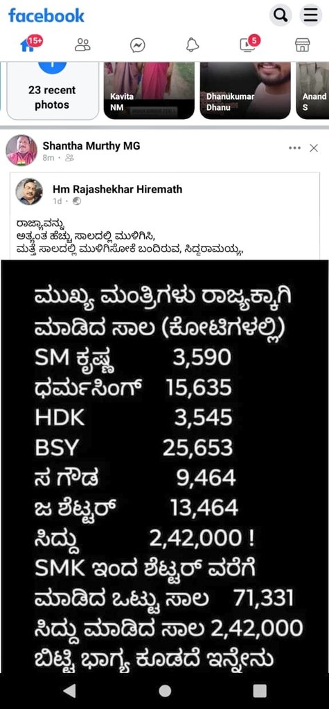 arunpudur's tweet photo. And so it begins.. CONgress Ka Mohabbat ka Sarkar in Karnataka...

A Govt school teacher from Chitradurga district suspended for FB Post criticising Newly minted CM @siddaramaiah's freebies.

The teacher highlighted the list of past Karnataka CMs who incurred debts, showing @siddaramaiah to be highest with ₹2,42,000Cr.

This suspension is a violation of KCS Conduct rules 1966.