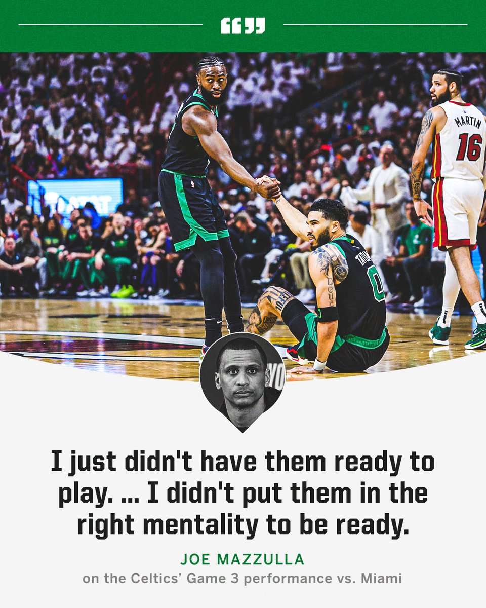 SportsCenter's tweet photo. Joe Mazzulla took accountability for the Celtics' Game 3 loss. https://t.co/viaTbkjkDw