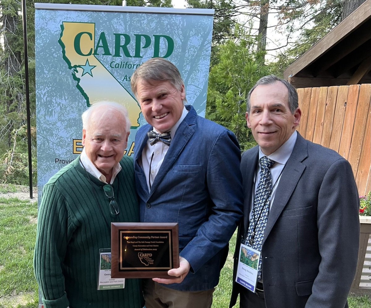 JimFriedl's tweet photo. Congrats to Doug Nickles who was elected President of the California Association of Recreation and Park Districts. At the CARPD conference, Safe Passage Youth Foundation &amp; Tim Hagel were presented with the “Outstanding Community Partner” award. So congrats to Tim, too!! https://t.co/2xgXkUczkL