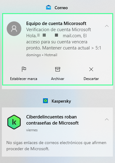 CharsXm's tweet photo. Correo malicioso haciéndose pasar por @MicrosoftLatam para robo contraseñas de cuentas.
@KasperskyLatino hace lo suyo notificando a los usuarios, pero más de alguno puede caer.
Mejor ni abrir esos emails 😐

En la imagen se puede observar la dirección del remitente impostor. https://t.co/bp5dhBtWGn