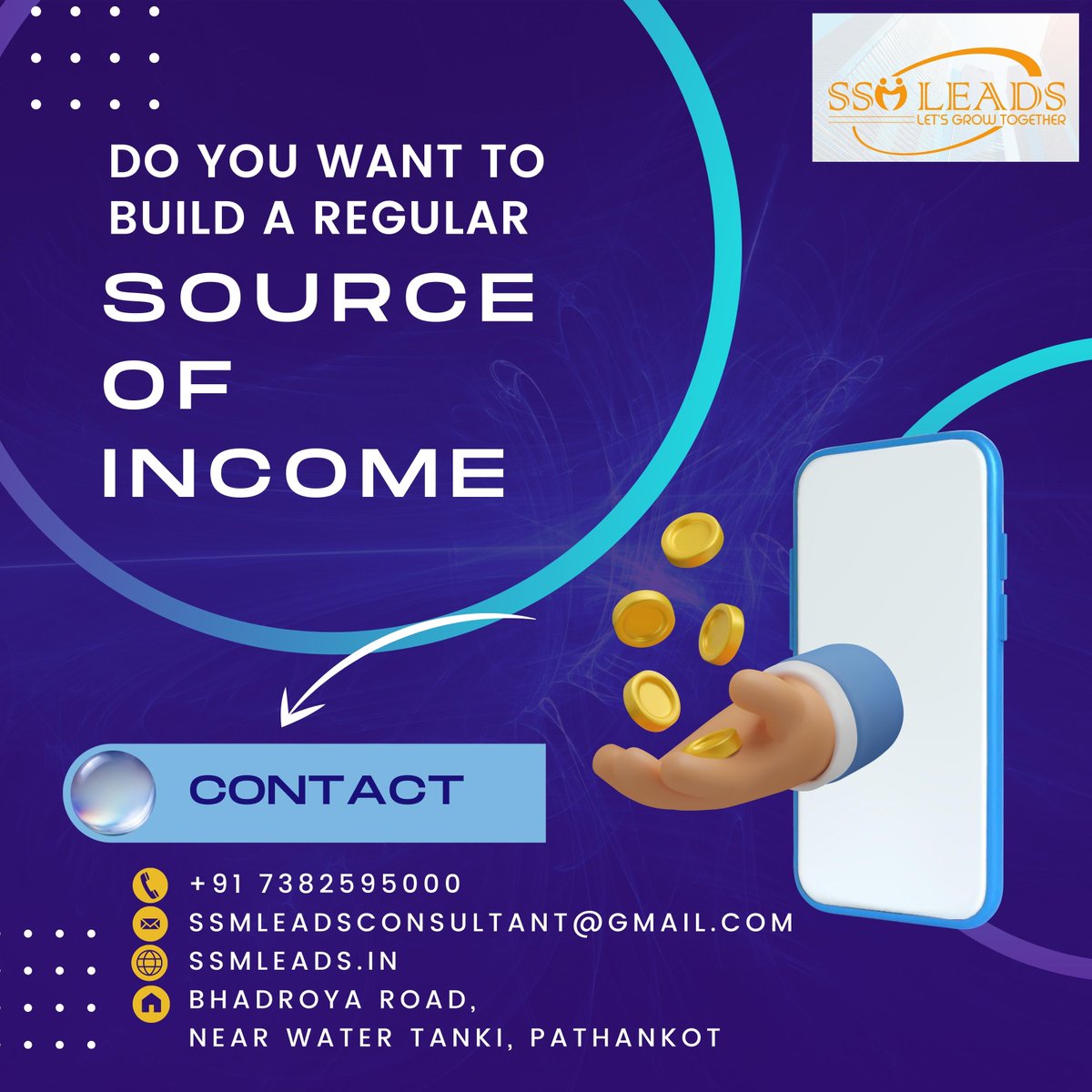 ssmleads321's tweet photo. Do you want to build a regular source of income? SSM Leads is one of the India lending financial consulting firms. Contact us: +91 7382595000
#ssmleads #loan #financial #ssmfinancial #ssmpartner #consultant #ssmconsultant #memberconsultant #financialcompany https://t.co/UHarxYlmEk