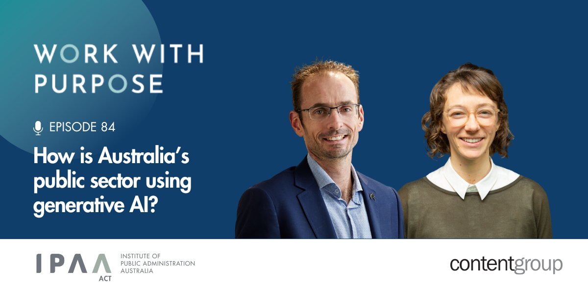 Work with Purpose APS (@workwpurposeaps) on Twitter photo This week, hear from Sally Bayley-Nelson and Anthony Murfett as they delve into the potential of #generativeAI in the #publicsector. They discuss its benefits, and address issues such as privacy.
🎧 Listen here: bit.ly/42XmXIy
<a href="/contentgroup/">contentgroup</a> <a href="/IPAAACT/">IPAA ACT</a> <a href="/APS_Commission/">APS Commission</a> This week, hear from Sally Bayley-Nelson and Anthony Murfett as they delve into the potential of #generativeAI in the #publicsector. They discuss its benefits, and address issues such as privacy.
🎧 Listen here: bit.ly/42XmXIy
<a href="/contentgroup/">contentgroup</a> <a href="/IPAAACT/">IPAA ACT</a> <a href="/APS_Commission/">APS Commission</a>