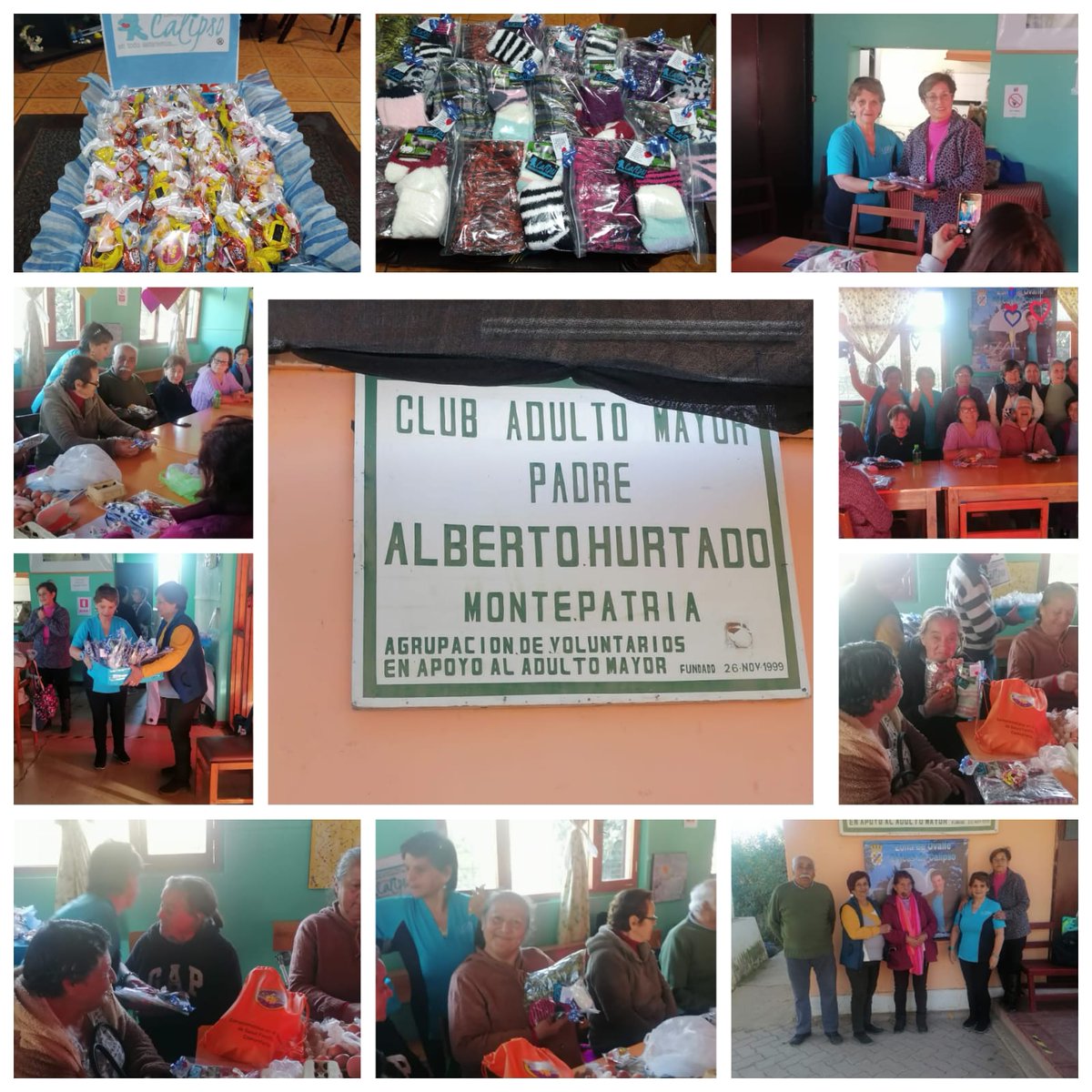 CHICASDECALIPSO's tweet photo. Nuestra querida #Enay de #ZonaOvalle visito el  "Club Adulto Mayor de Monte Patria", entregando de 🎁🎁  pañoleta y calcetas para las damas  y cuellos de polar y calcetines para los varones, más una  bolsita con caramelos ☺️ @CHAYANNEMUSIC  #EnTodoEstaremos 💙💙  #ObrasSociales https://t.co/HwyJv8L7bv