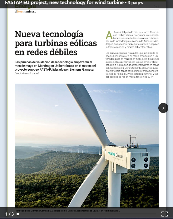 FastapEU's tweet photo. 📢@elEconomistaes #Energía, publishes a full article on @FastapEU, highlighting the recently inaugurated medium voltage laboratory and its capabilities, which places it as a benchmark for supporting wind energy research in Europe.
Complete article 👇
https://t.co/VMIapopAzK https://t.co/98eL990cOi