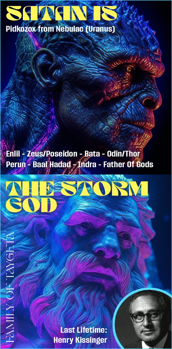Kabamur_Taygeta's tweet photo. Satan and Lucifer

I was raised religious so I understand the resistance to break away from specific interpretations. But to find real truth we must be willing reevaluate our deepest held beliefs. Pleiadian information is helping us see the bigger picture.

Satan isn't a name it's a title meaning 'to stand against'. It can be used abstractly or it can refer to a being that leads the dark forces on Earth.

On his home planet, Pidkozox is a large reptilian. (Not all reptilians are evil, but this one is.) He was portrayed in myths as a grey old man. In his true form he has 4 arms, long claws and scaly yellow skin. He's not from Orion, but our own solar system.

Pidkozox was never a member of Galactic Federation, but was a father and mentor to someone who was. Oppisheklio was the brother of the Sirian leader, Ashtar. Out of jealousy, and under Pidkozox's influence, Oppisheklio lead a faction of Sirians and reptilians to Earth.

They played opposite sides to divide humans into tribes and create wars. Pidkozox was an angry Father God (bad cop) and Oppisheklio was the false light God offering knowledge to humans (good cop). In ancient Mesopotamia they were Enlil and Enki. They were father and son, not brothers.

Lucifer means light-bringer, but should be interpreted as false light when referring to Enki. He often played a sun god, or a Son of the Father God.

As Enki, Oppisheklio altered only one bloodline but called himself creator of the entire universe. Humans were upgraded by Pleiadians and Galactic Federation millions of years prior to the arrival of these rebel anunnaki.

In a satanic establishment, dark forces are celebrated. Enki was praised because false light has always been mainstream. The real Light Forces have always been with us assisting Earth in many ways but their importance has been de-emphasized by the establishment.

Pidkozox's last human lifetime was as Henry Kissinger at a point earlier in his life. The last human lifetime of Oppisheklio was Joseph Stalin, as a walk-in soul that entered later in his life.

Both entities are currently imprisoned in a Galactic Federation base in Antarctica. A demon called Bes serves as messenger for them to communicate to the cabal. The cabal is lead by Larry Page (formerly George Soros). They perform blood rituals in secret meetings to manifest dark plans.

Partial access is allowed by Galactic Federation as part of the duality experience until the Shift. After everyone departs this timeline, these beings will be permanently dealt with by Galactic Federation.