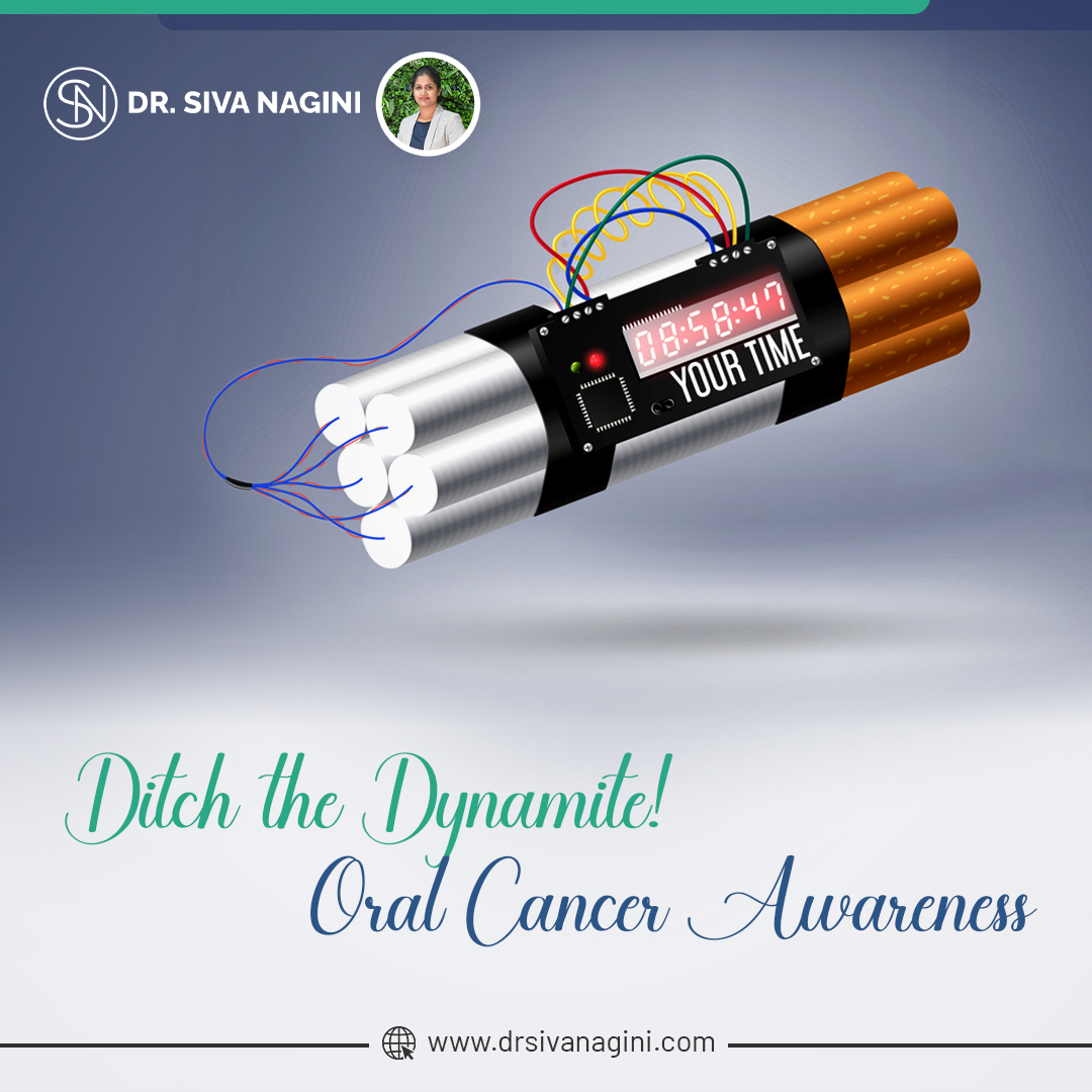 Cigarettes depicted as dynamite in this powerful image. Every puff risks your oral health.
Raise awareness, extinguish smoking. Choose a healthier smile.

drsivanagini.com

#OralCancerAwareness #BreakFreeFromTobacco #HealthySmiles #dentalhealth #dentistry #dental #DrSiva