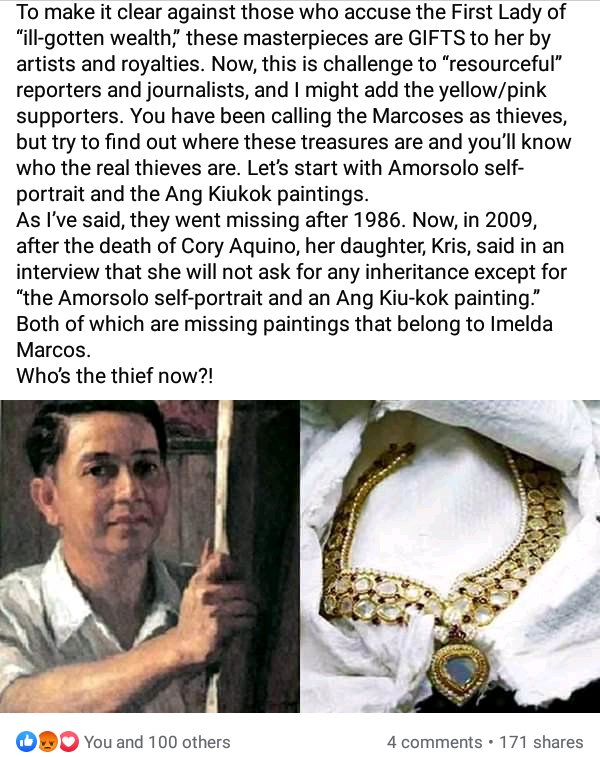 Dahil nauso na nmn ung magnanakaw isyu ng mga Marcoses.

Magbalik tanaw tayo lol

(ctto)