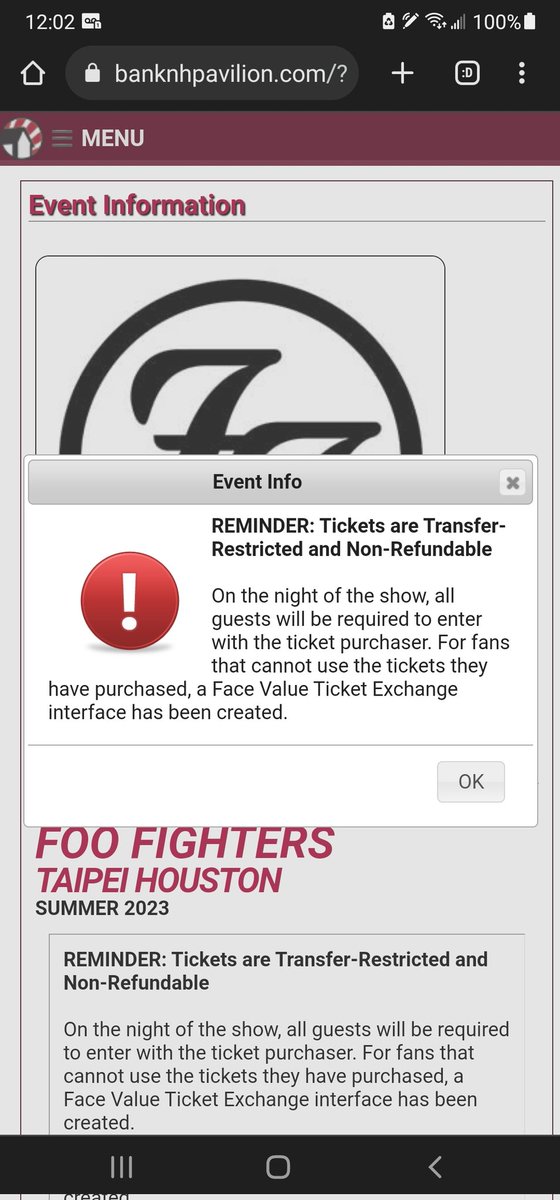 Breezy531's tweet photo. @foofighters @BankNHPavilion @SeatGeek @StubHub
What the literal f*ck are u people doing!!?? You realize that the tickets were already bought by scalpers when they went on sale right!?? &amp; they are still selling them now!?? 
So now you are just screwing your fans....!? https://t.co/5mHsTDIqWb