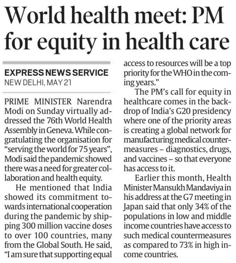 OfficeOf_MM's tweet photo. World Health Meet: PM @NarendraModi Ji for equity in healthcare. https://t.co/JCM2bJoy6d