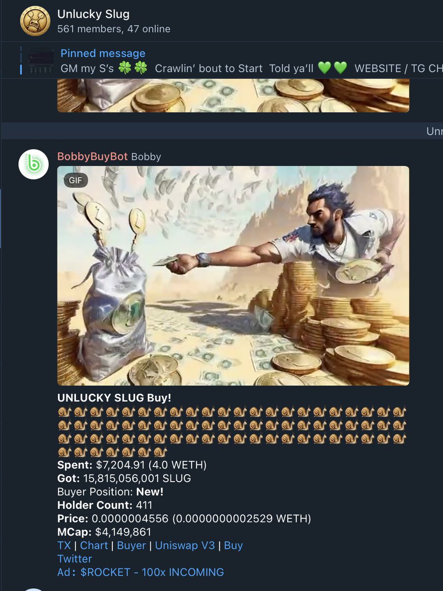 unluckyslugwtf's tweet photo. Our friends da 🐳🐳 catchin' dem $SLUG bags

Follow the smart money.

You heard it here first...

Time to CRAWL to the 🔝🔝 https://t.co/dfsrd5onEn