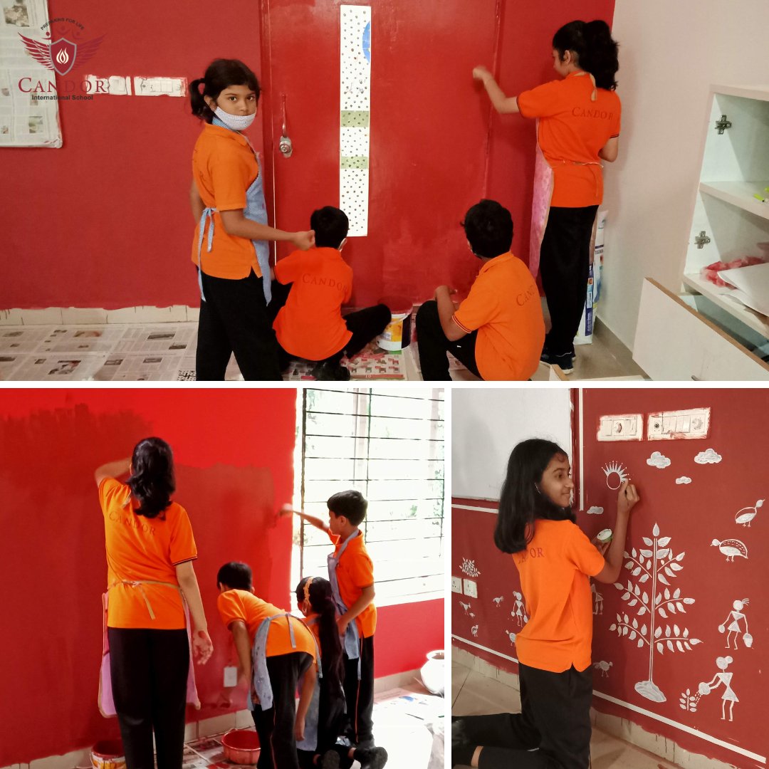 Candorschool's tweet photo. We decided to give our PYP art room a new look a few weeks ago. The Grades 4 & 5 students were told to come up with ideas and they decided to paint the room with Warli Art.
#CandorInternationalSchool #ibpyp #younglearner #ibdp #internationalschool #exposure #learningbeyond https://t.co/WVgCGSIiD4