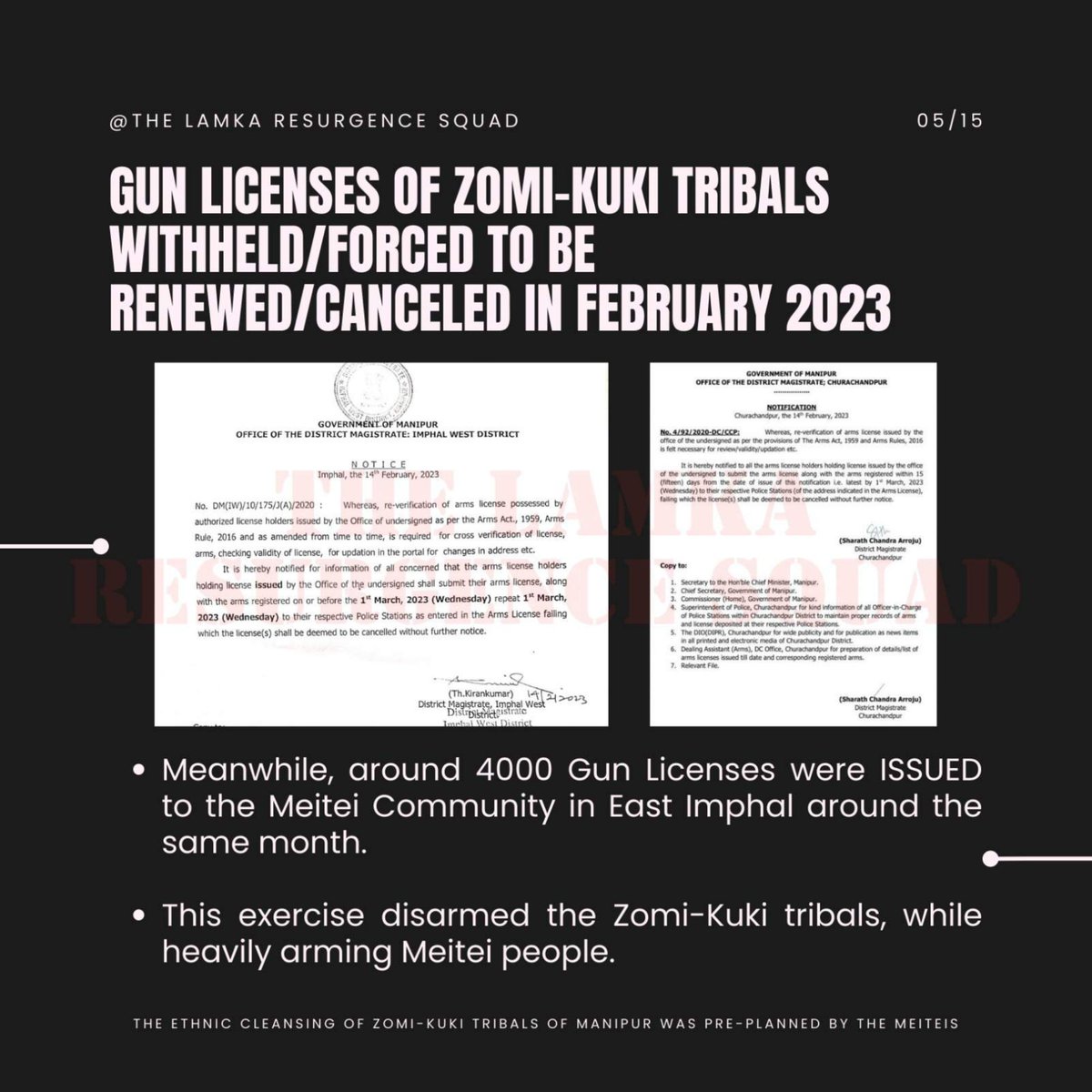 chinkukimizogin's tweet photo. The Ethnic Cleansing of Kuki-Zo Tribals of Manipur was a Pre-Planned by the Meiteis.
Here's Why!
#Savemanipurtribals
#seperateadministration4kuki
#mlj_goi #CJIDYChandrachud #ncsthq #livelawindia #indsupremecourt #CJIofIndia #thewire_in #PMOIndia #watch #AmitShah #RahulGandhi https://t.co/e6jEYodLpH