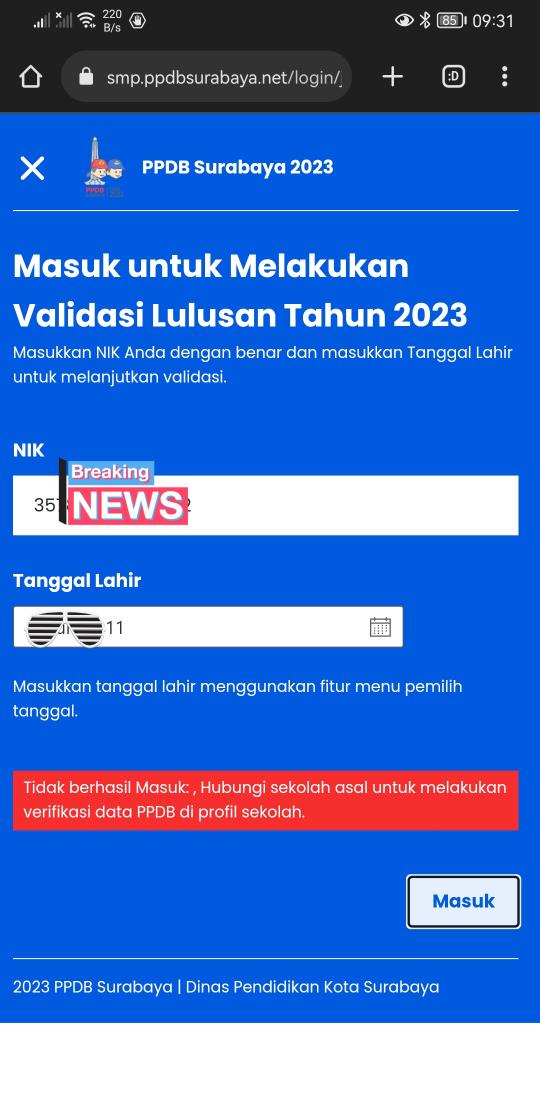 rangga_p's tweet photo. @dispendiksby1 @e100ss @BanggaSurabaya
Mohon bantuan terkendala validasi,stlah disekolah asal pihak TU skolah susah mengakses verifikasi data siswa loading lama berjam jam belum jg berhasil akses. Tujuan= Jalur Prestasi Nilai Rapor Siswa. Tks https://t.co/hDeJrUmrPd