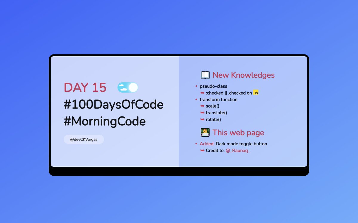 devCKVargas's tweet image. DAY 15 #100DaysOfCode
#MorningCode
