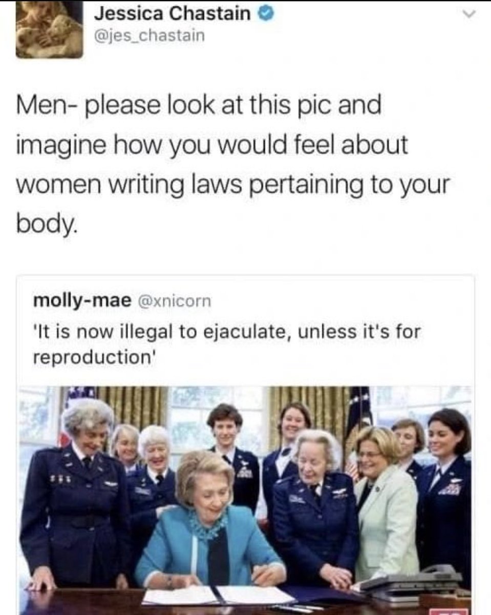 trinijayjay's tweet photo. Hey Men… imagine a group of ALL FEMALE legislators passing laws controlling what you can and cannot do with YOUR body…!
How would that make you feel?? #AWomansChoice #womenshealth #WomensRights4Health #womensrightsmatter #womensrightsarehumanrights https://t.co/o2WyDvaslY