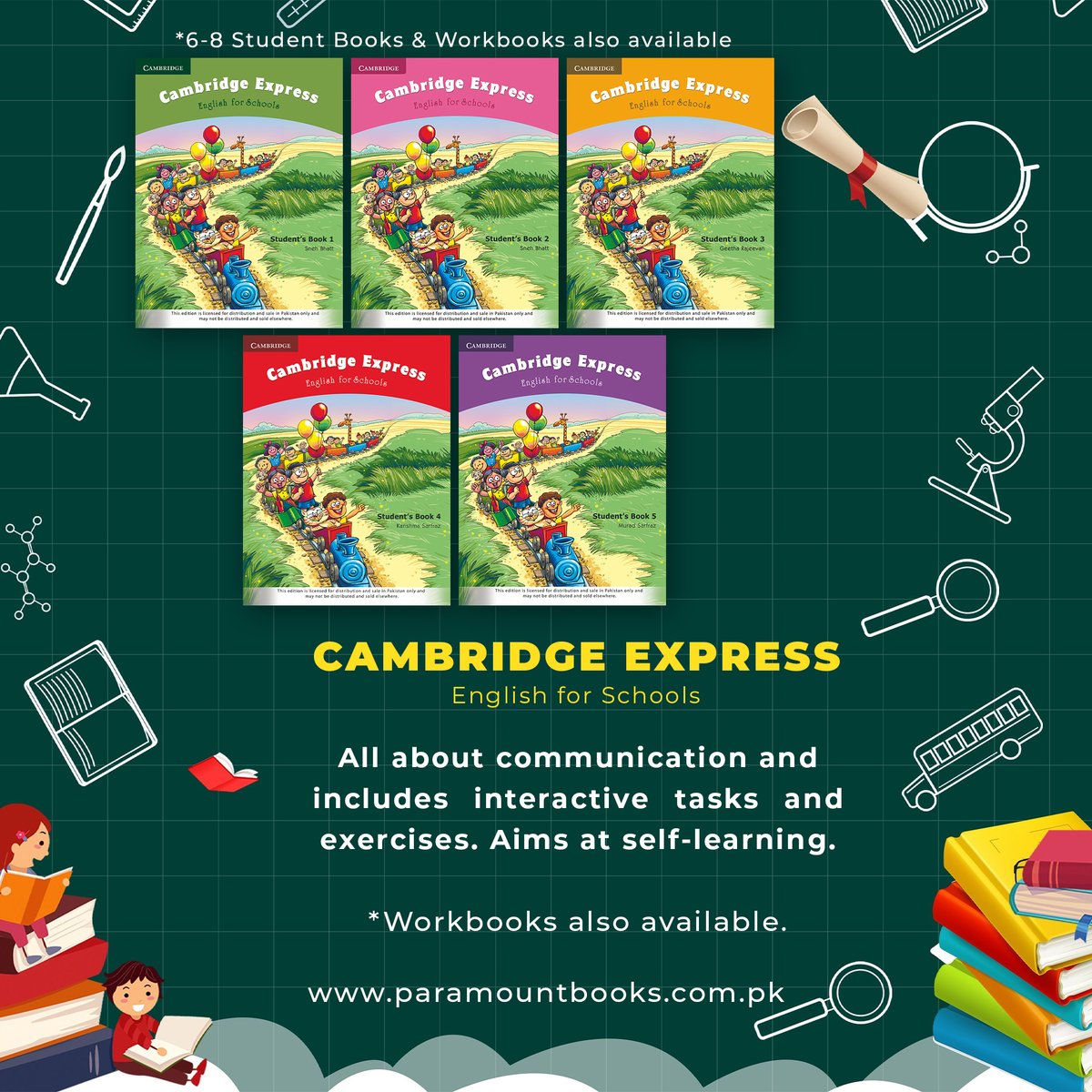 𝐂𝐚𝐦𝐛𝐫𝐢𝐝𝐠𝐞 𝐄𝐱𝐩𝐫𝐞𝐬𝐬 𝐒𝐭𝐮𝐝𝐞𝐧𝐭 𝐁𝐨𝐨𝐤𝐬

𝐀𝐯𝐚𝐢𝐥𝐚𝐛𝐥𝐞 𝐚𝐭: paramountbooks.com.pk/shop/?s=cambri…

#CampusExpress #StudentBooks #LanguageSkills #CommunicationSkills #InteractiveLessons #RealLifeContexts