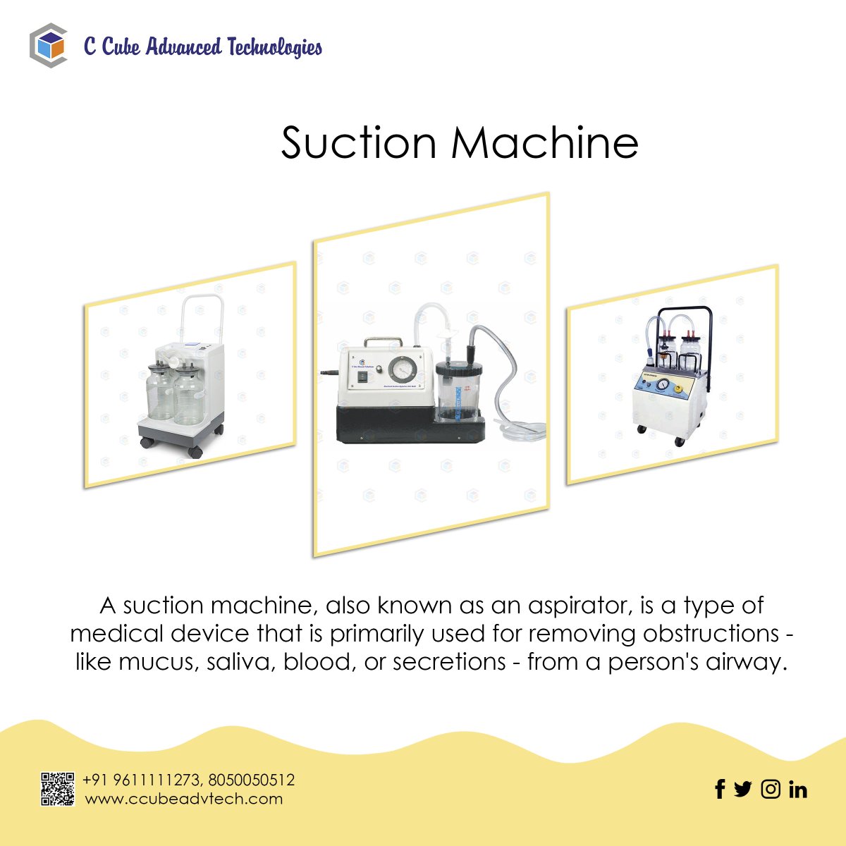 ccubestore's tweet image. Suction Machine
To buy this product and to know more about medical products and its uses visit out website: ccubeadvtech.com 
for any quires contact us at9611111273 8050050512
#ccubeadvancedtechnologies #suction #suctionmachine #hospitalbed #medical #hospitality #hospital