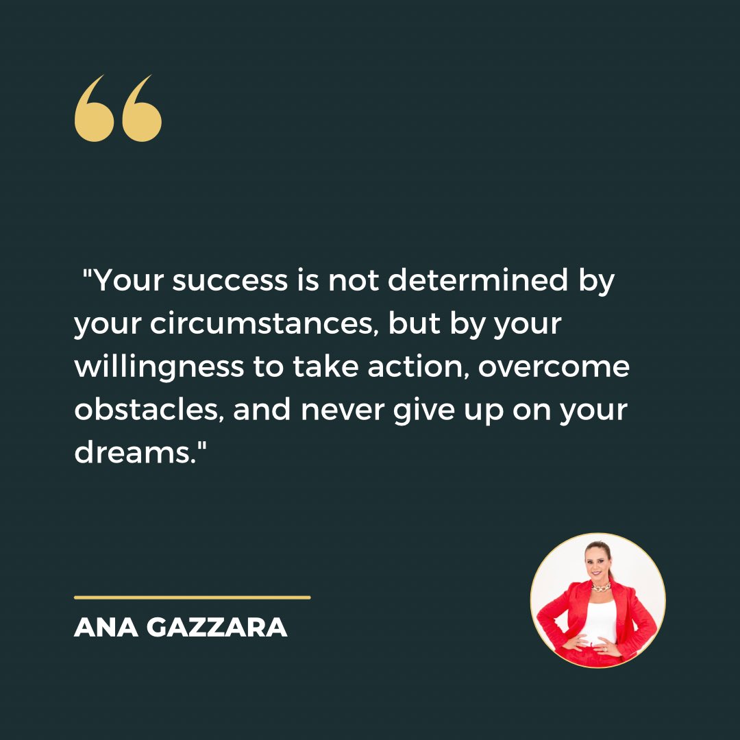 AnaGazzara's tweet photo. Don't let your circumstances define your success. It's all about your mindset and actions. Keep pushing forward, overcoming obstacles, and chasing your dreams. Never give up, and you'll achieve what you truly desire. #successmindset #nevergiveup #anagazzara https://t.co/dTiX9DQzq0
