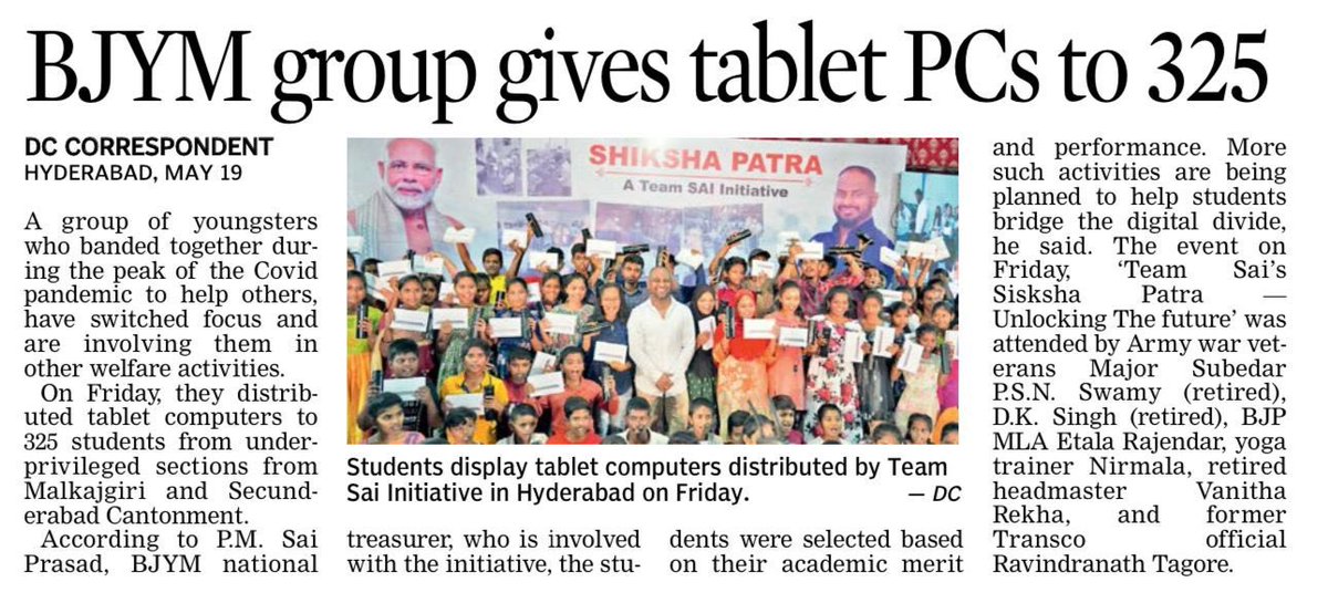 NNaidu2's tweet photo. My brother @pm_saiprasad distributed 325 Samsung tabs to underprivileged students of Malkajgiri Constituency of Telangana. https://t.co/7OeELggVVy