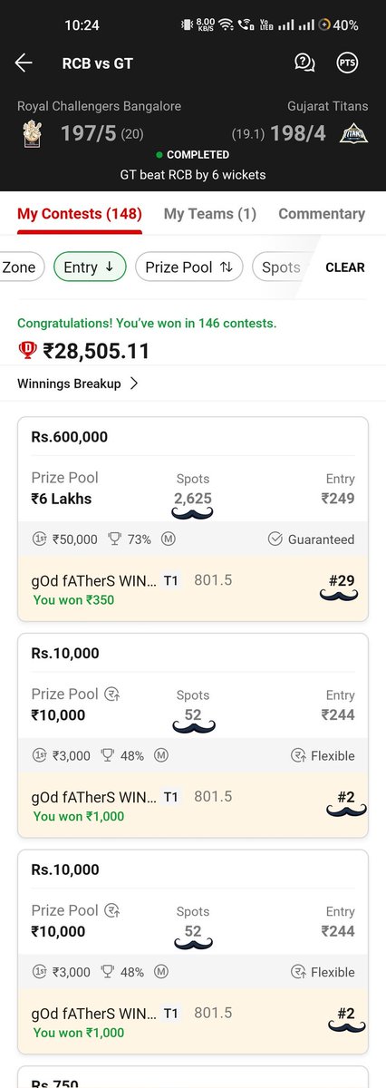 TheRitikGupta's tweet photo. Ultra cleansweep in IPL upto 339 members mini Gl Rank 1.

Same team posted on my telegram channel 👇

https://t.co/CZq4d6QoqD

#Dream11 #ViratKohli𓃵 #subhmangill #GTvsCHE #IPLPlayOffs #vision11 #JioCinema #1xbet #TrendingNow https://t.co/4hTNW0zi6E