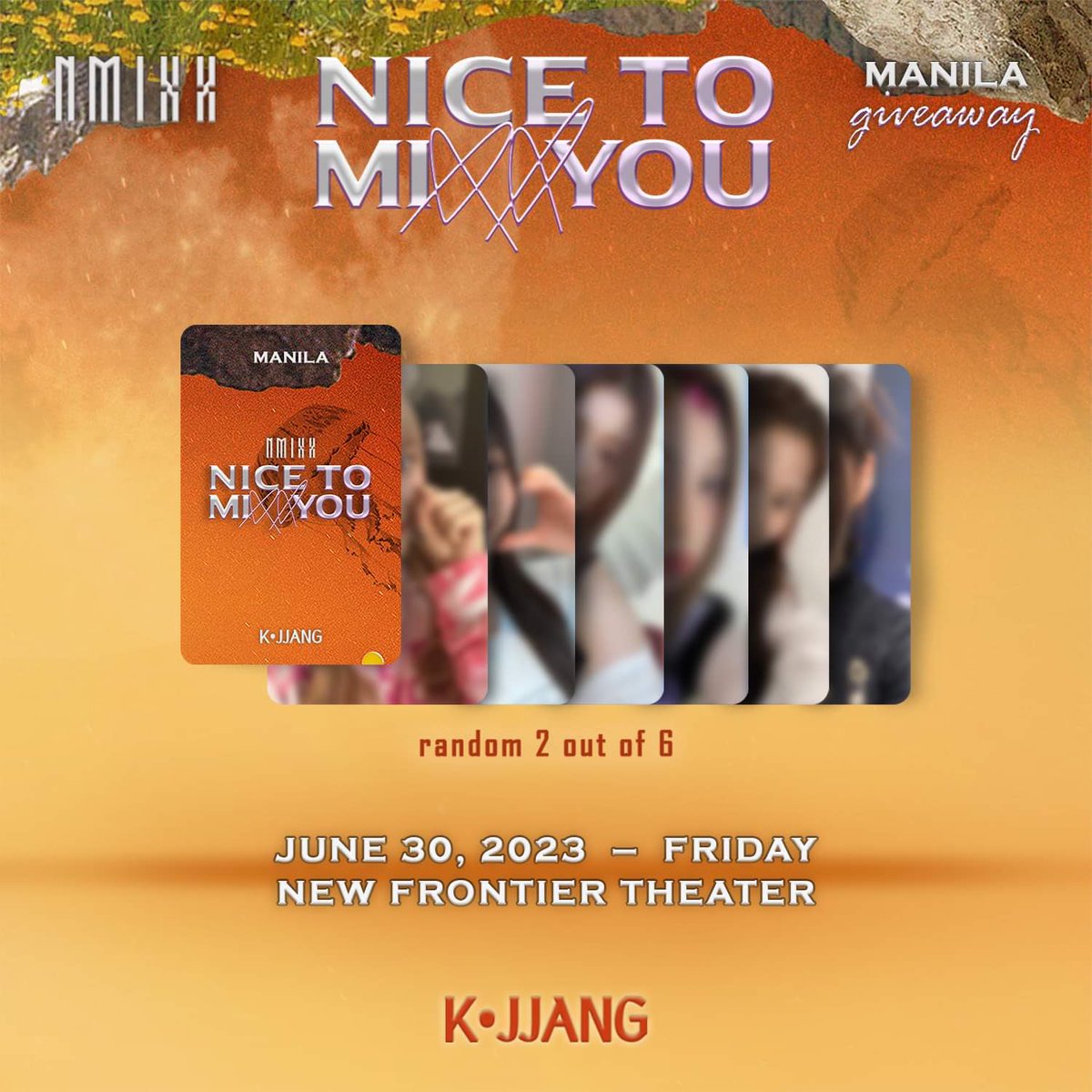_KJJANG's tweet photo. ✨ NMIXX NICE TO MIXX YOU IN MANILA GIVEAWAY BY K•JJANG ✨ (#KJJANG_Giveaways)

Annyeong, FILO NSWERS!! We are giving away PHOTOCARDS at the NMIXX’s showcase tour!! 🩵

💠 Limited Quantity Only! 🫧

Here’s the mechanics:

🐋 Follow @_KJJANG & @KJJANG_Proofs 
🐋 Like and Retweet this tweet
🐋 2:1

See you there! 😊

#NMIXXinMNL #NMIXXinManila #NMIXXinManila2023 #NMIXX #NICE_TO_MIXX_YOU  #엔믹스 #NMIXX_NICE_TO_MIXX_YOU #NICETOMIXXYOUinMNL
#NICETOMIXXYOUinMANILA