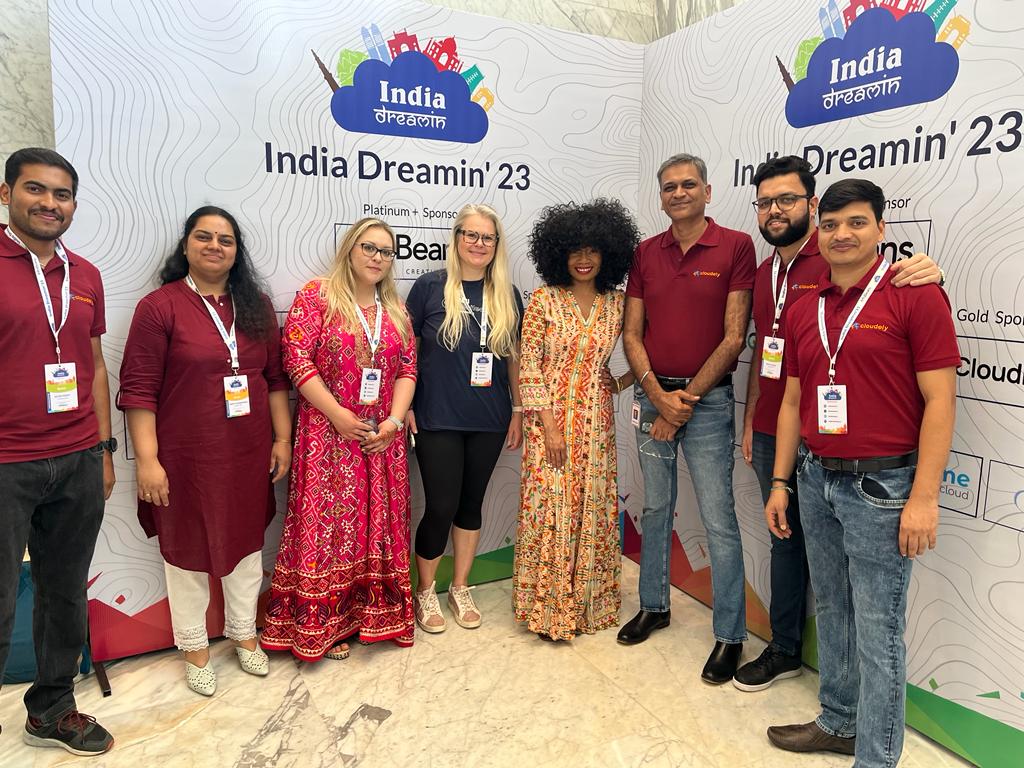cloudelyinc's tweet photo. And that's a wrap to @sfindiadreamin 🎉 @cloudelyinc family thanks the #IndiaDreamin23 team for giving us the opportunity to be a part of this fantastic event that brought brilliant minds across the globe to one dais!  #thankyou #india #salesforce #salesforcepartner #cloudely https://t.co/YRpoPvT0ki