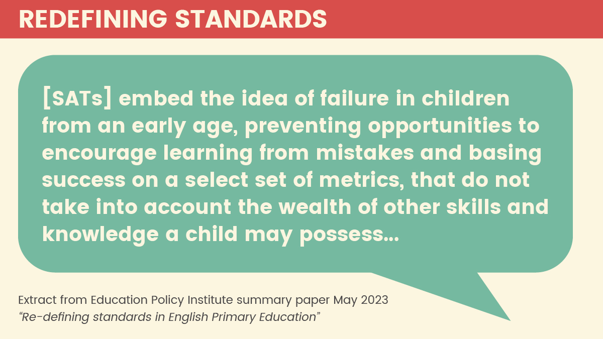 MoreThanScore's tweet photo. A new report by @‌EduPolicyInst discusses how #SATs are embedding the idea of failure in children from an early age, and not encouraging the ability to learn from one’s mistakes.

Read the summary report here arrow_right https://t.co/BelkRpMzTJ

#MoreThanAScore https://t.co/PyfFWPJXy1