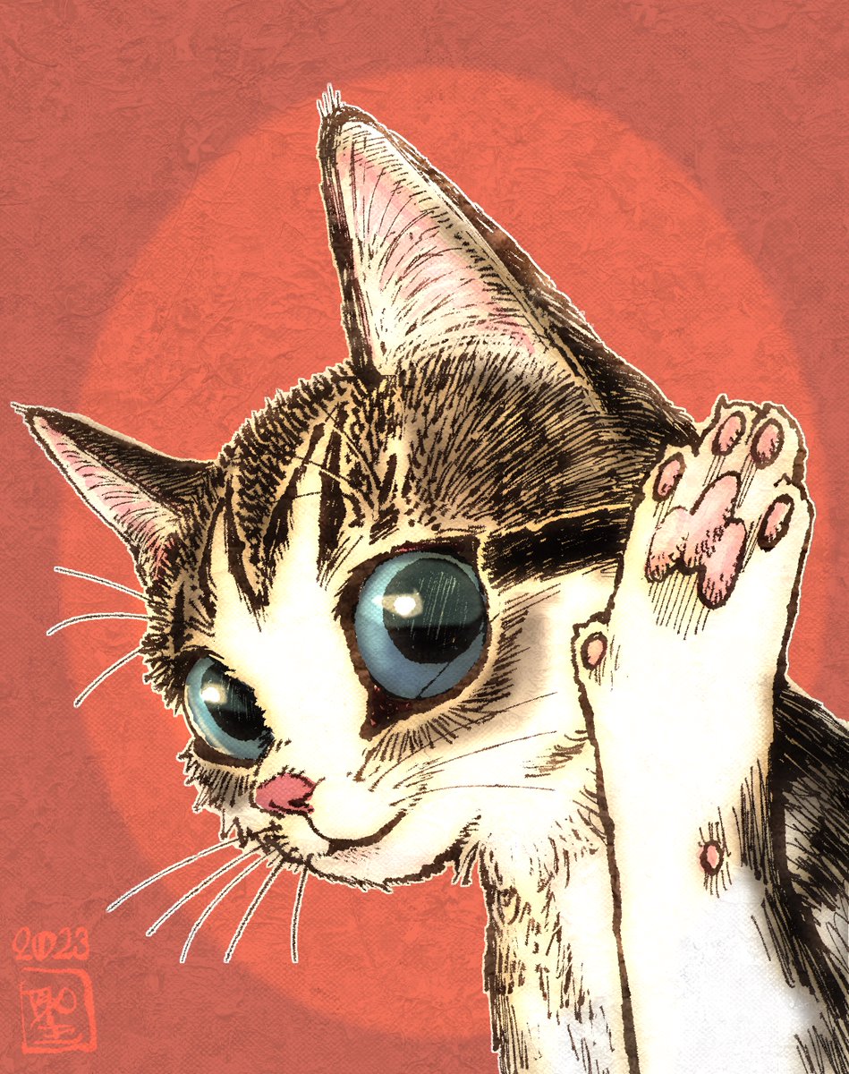 「おはこんばんちは!  どの子も、手を加えたアップデート版です!」|CatCuts ✴︎日々猫絵描く漫画編集者のイラスト